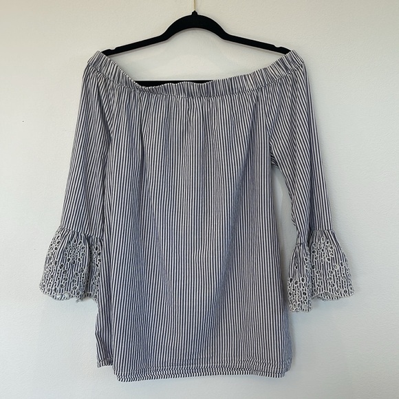 Beach Lunch Lounge Stripped Blouse Size M - Picture 5 of 5
